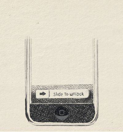 Slide to unlock: the wholly invented unlock idiom that users learned in seconds and the industry imitated for years.